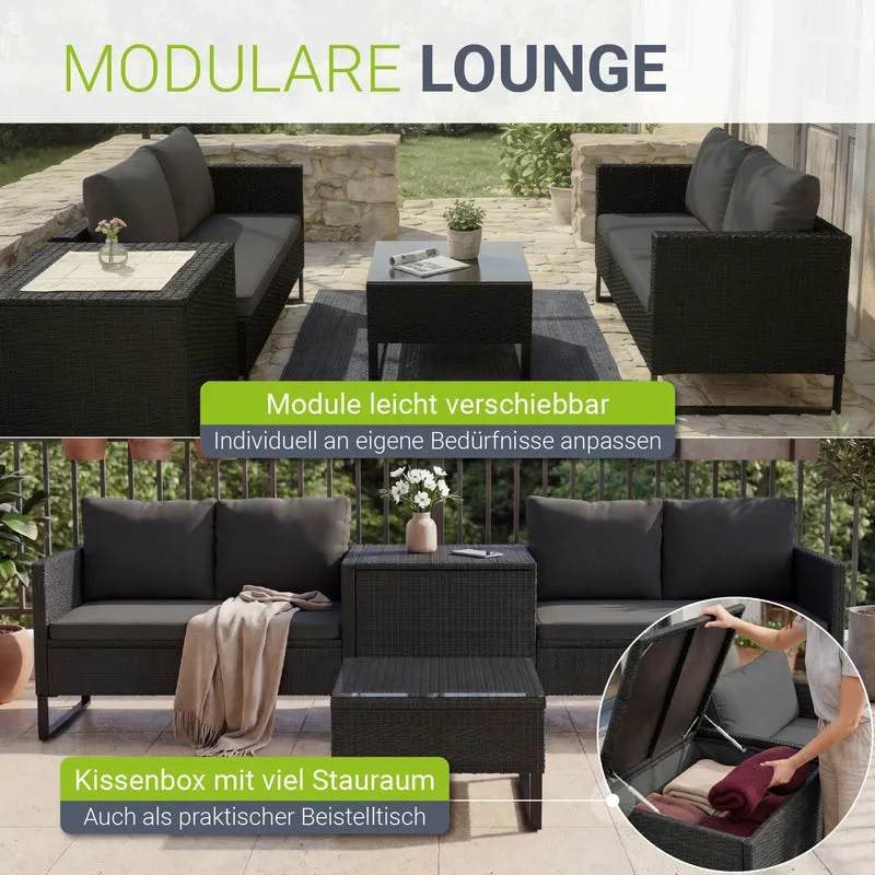 Salon de jardin Santorini – 4 places, modulable avec coffre