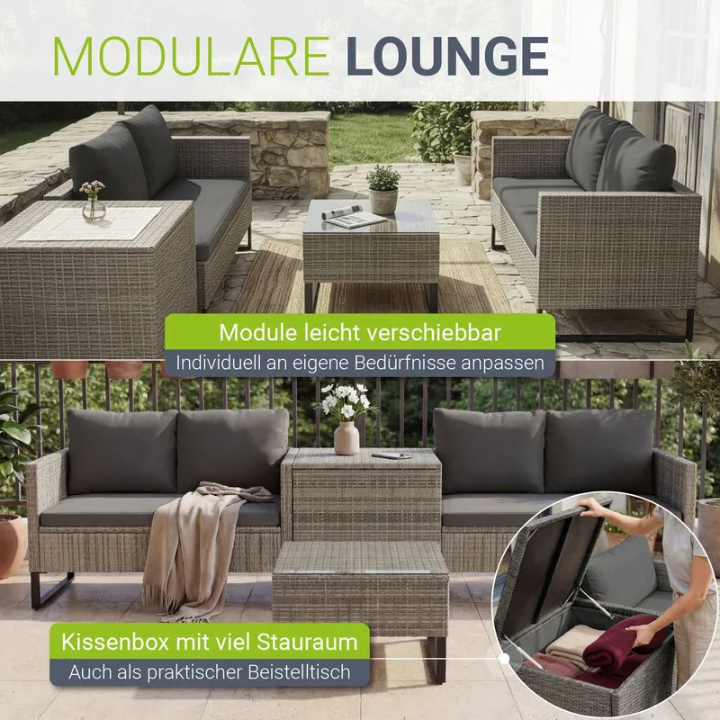 Salon de jardin Santorini – 4 places, modulable avec coffre