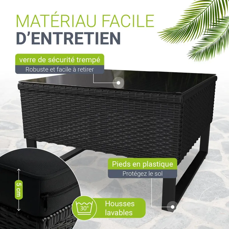 Salon de jardin Santorini – 4 places, modulable avec coffre