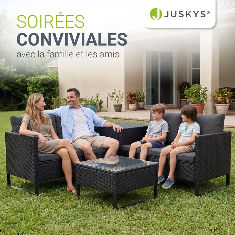 Salon de jardin Santorini – 4 places, modulable avec coffre