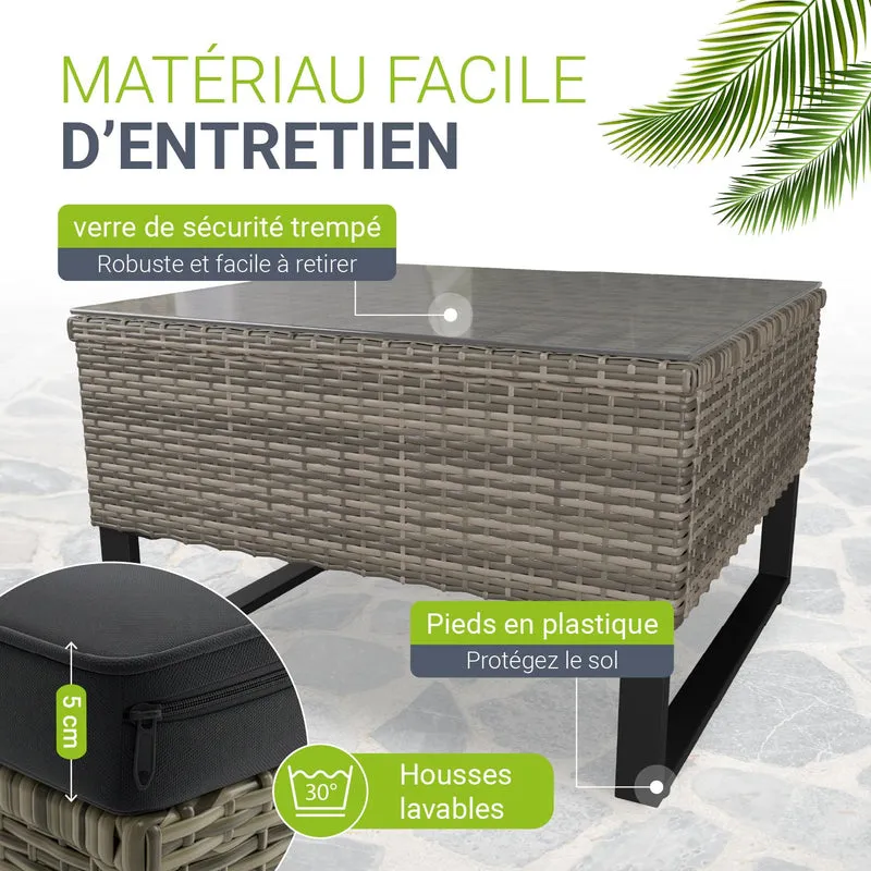 Salon de jardin Santorini – 4 places, modulable avec coffre