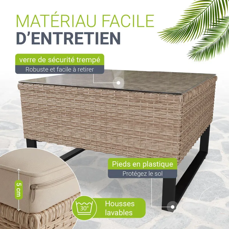 Salon de jardin Santorini – 4 places, modulable avec coffre