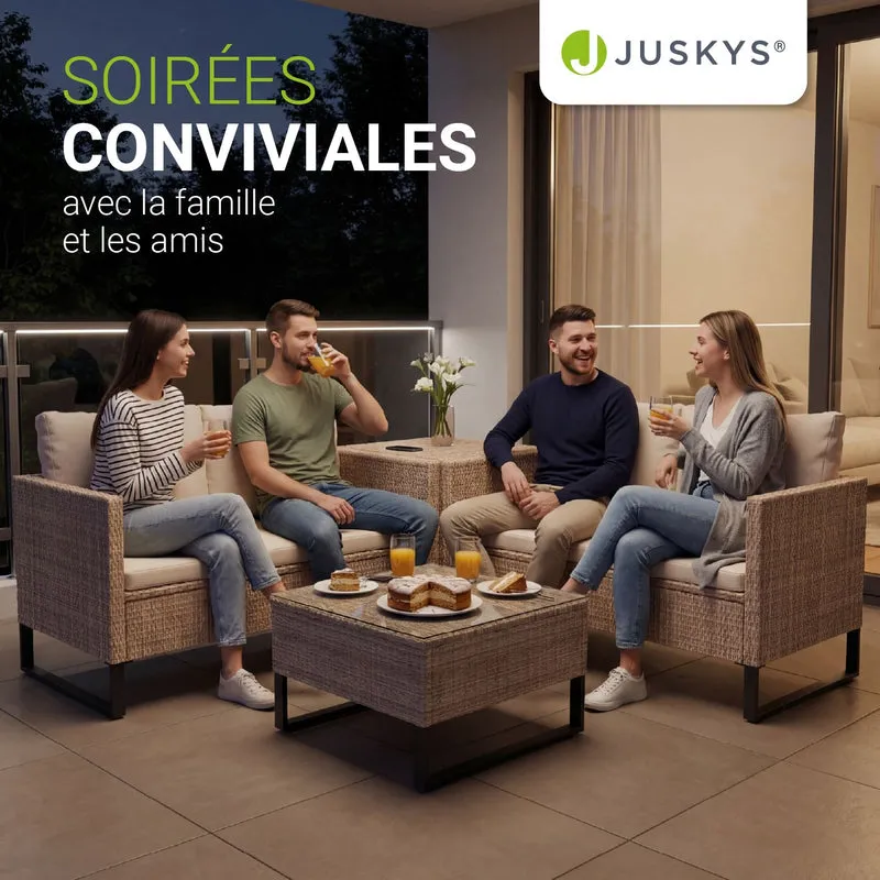 Salon de jardin Santorini – 4 places, modulable avec coffre