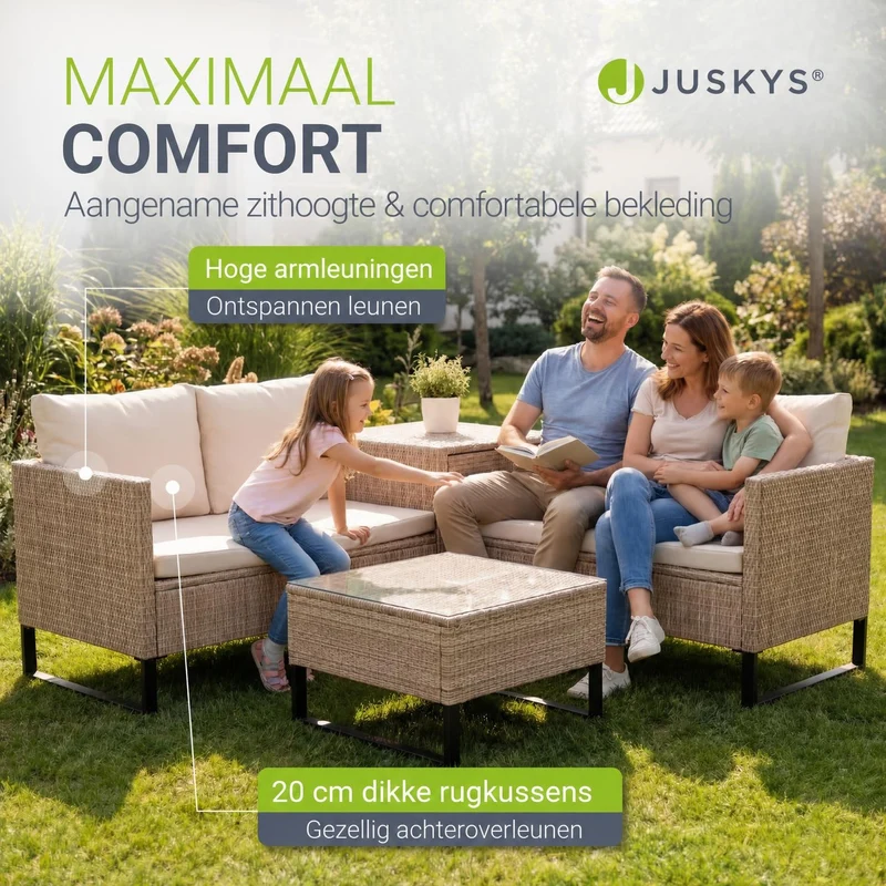 Salon de jardin Santorini – 4 places, modulable avec coffre