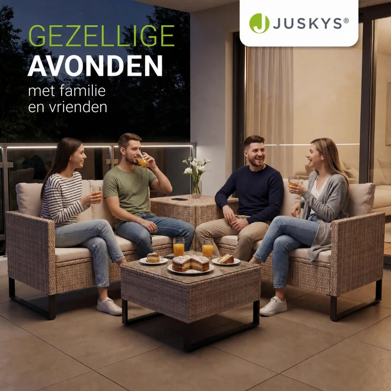 Salon de jardin Santorini – 4 places, modulable avec coffre