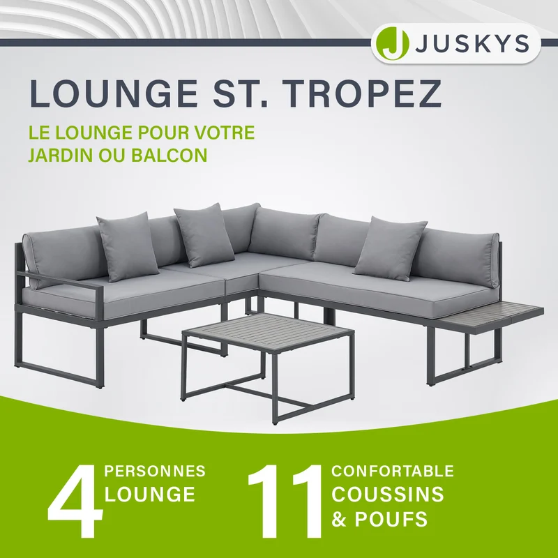 Salon de jardin St. Tropez – lounge 4 places, bois d'acacia