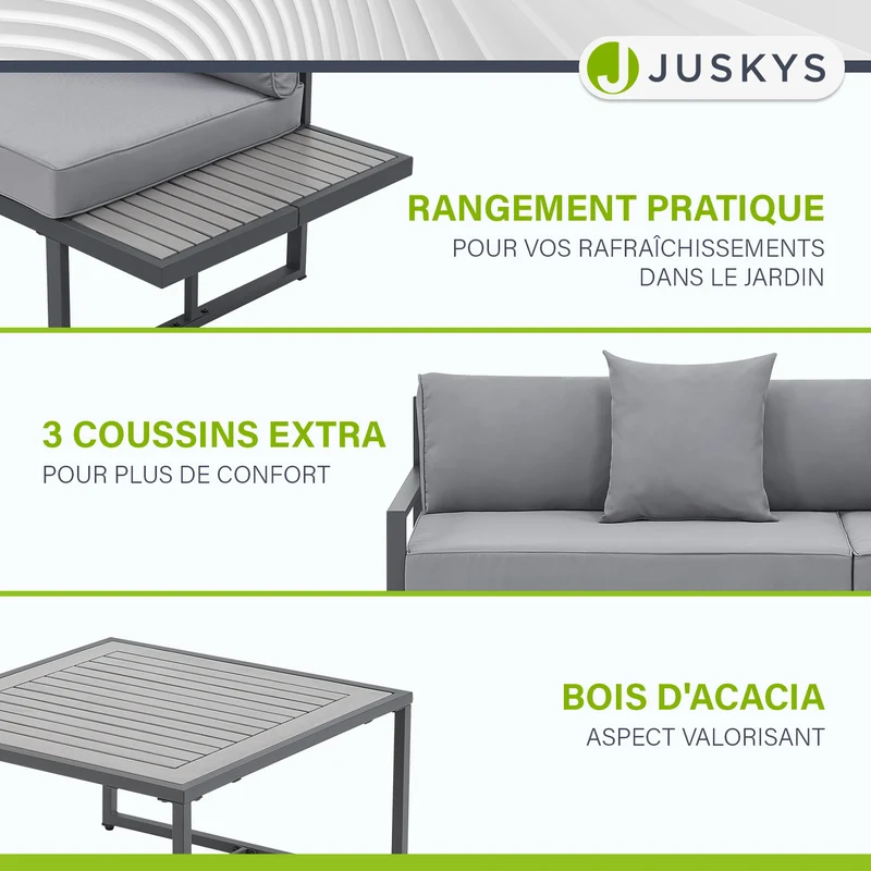 Salon de jardin St. Tropez – lounge 4 places, bois d'acacia