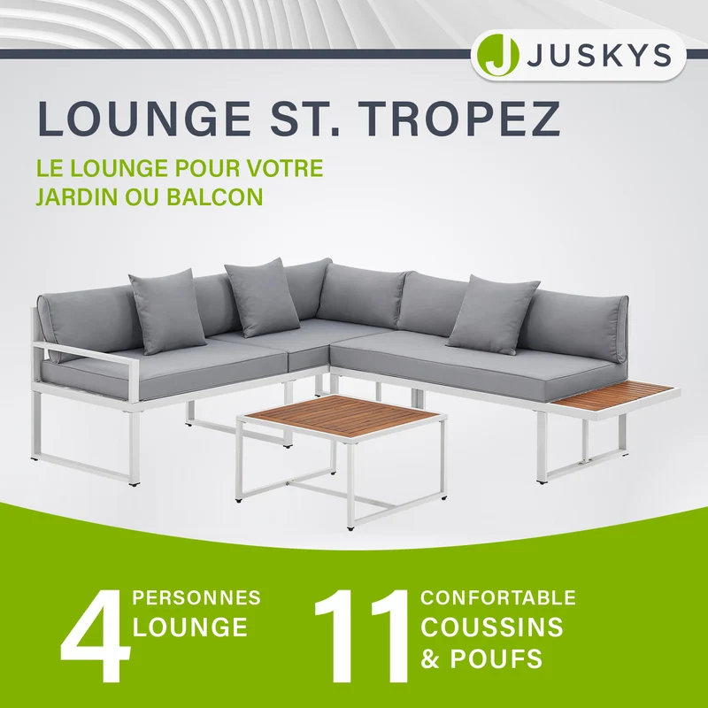Salon de jardin St. Tropez – lounge 4 places, bois d'acacia