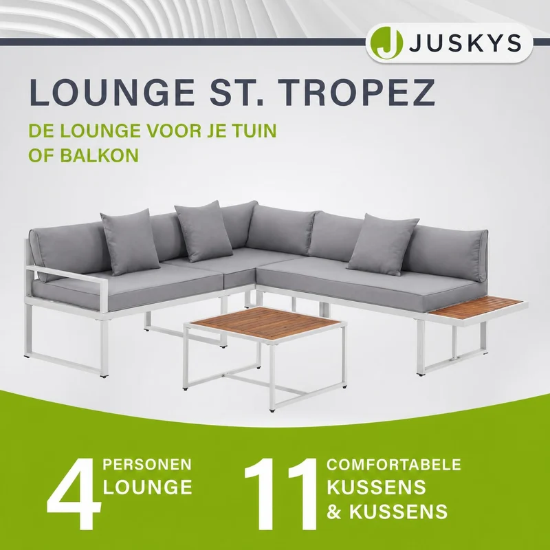 Salon de jardin St. Tropez – lounge 4 places, bois d'acacia