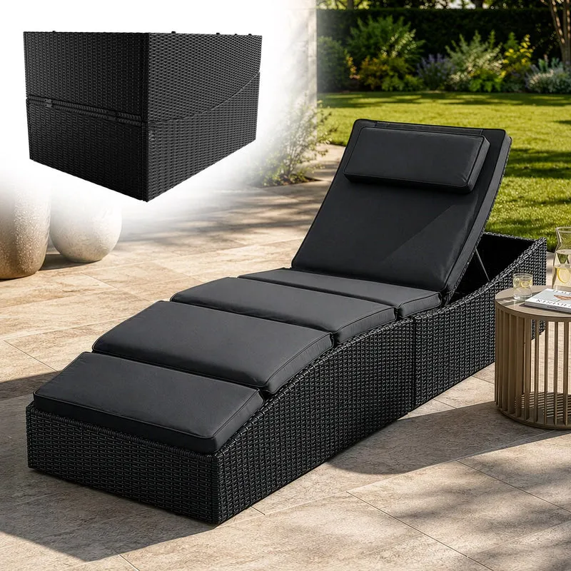 Bain de soleil pliable en résine tressée Lamia