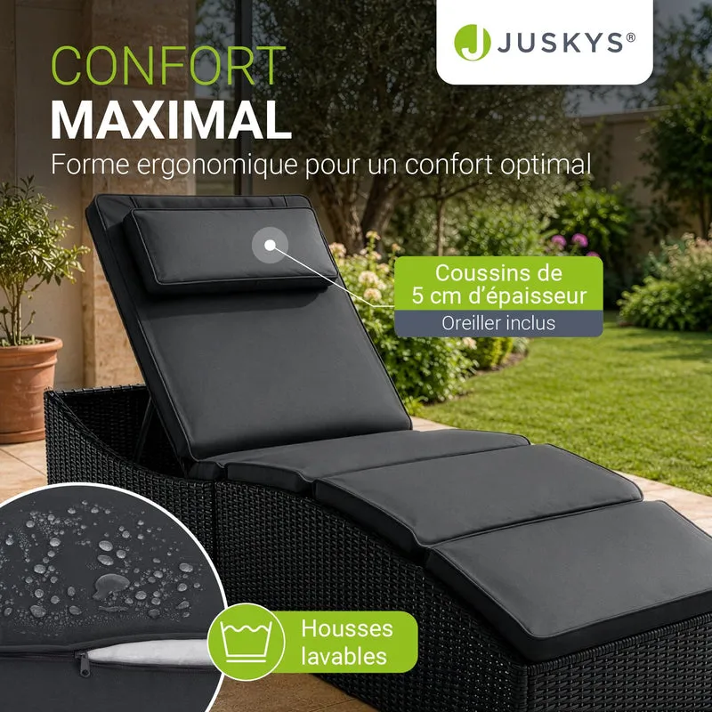 Bain de soleil pliable en résine tressée Lamia