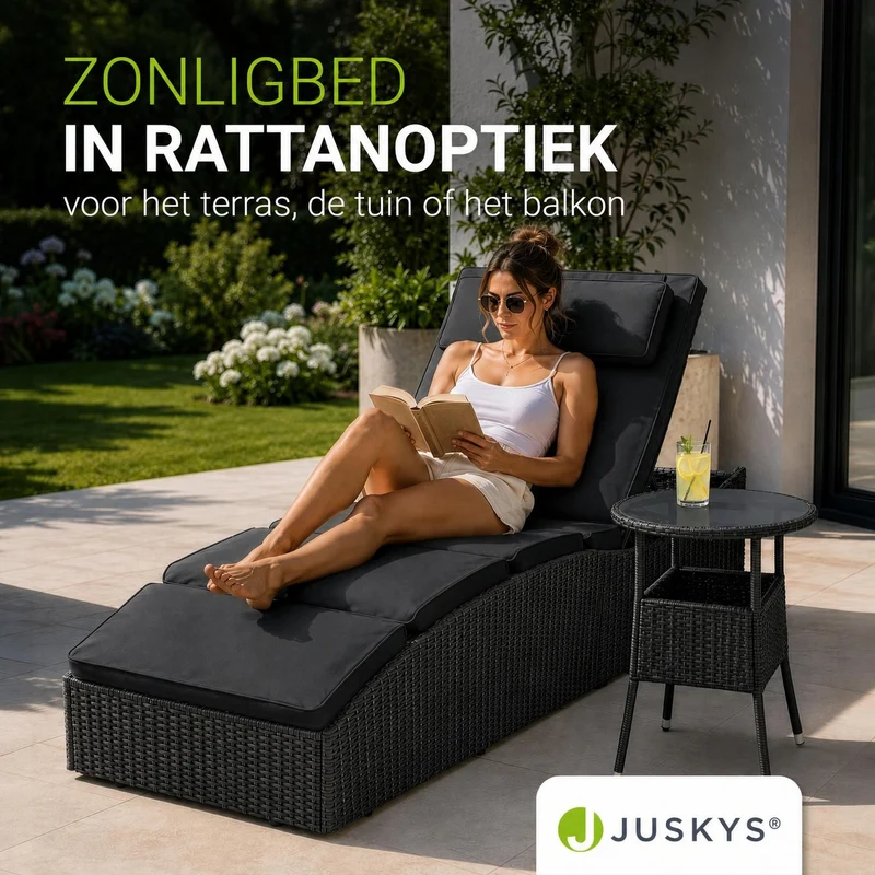 Bain de soleil pliable en résine tressée Lamia