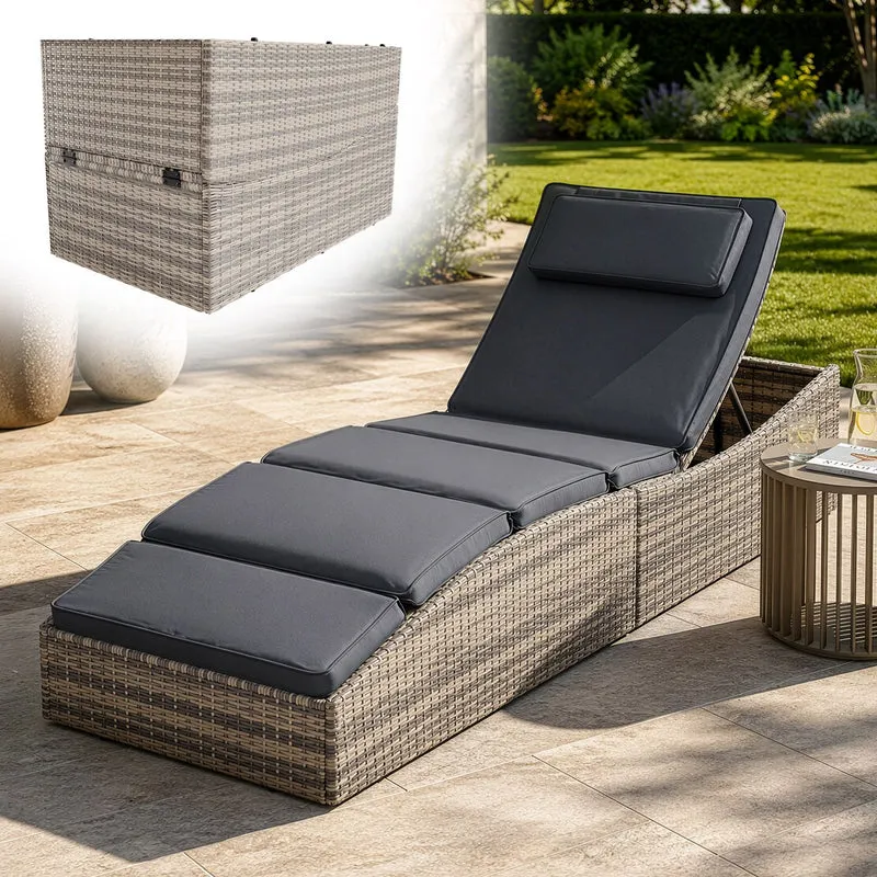 Bain de soleil pliable en résine tressée Lamia