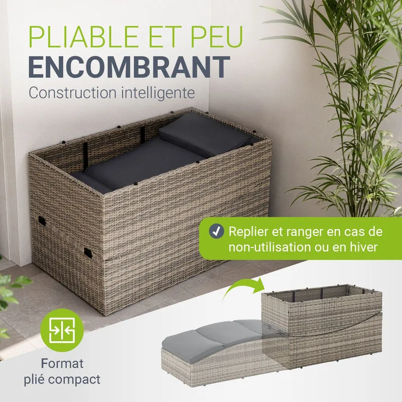Bain de soleil pliable en résine tressée Lamia