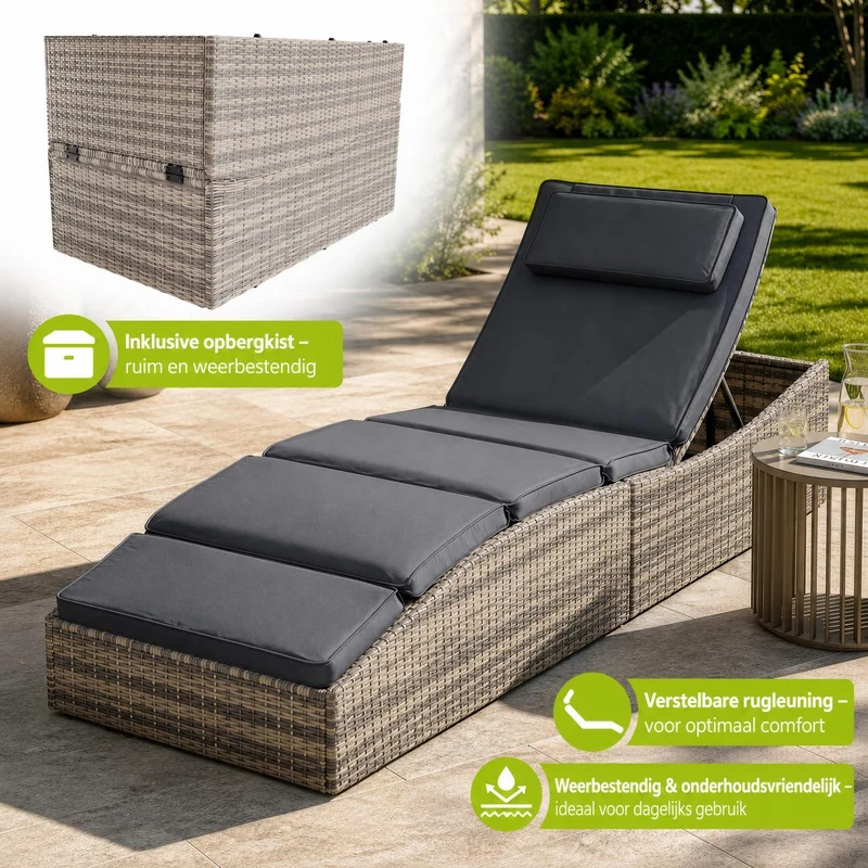 Bain de soleil pliable en résine tressée Lamia