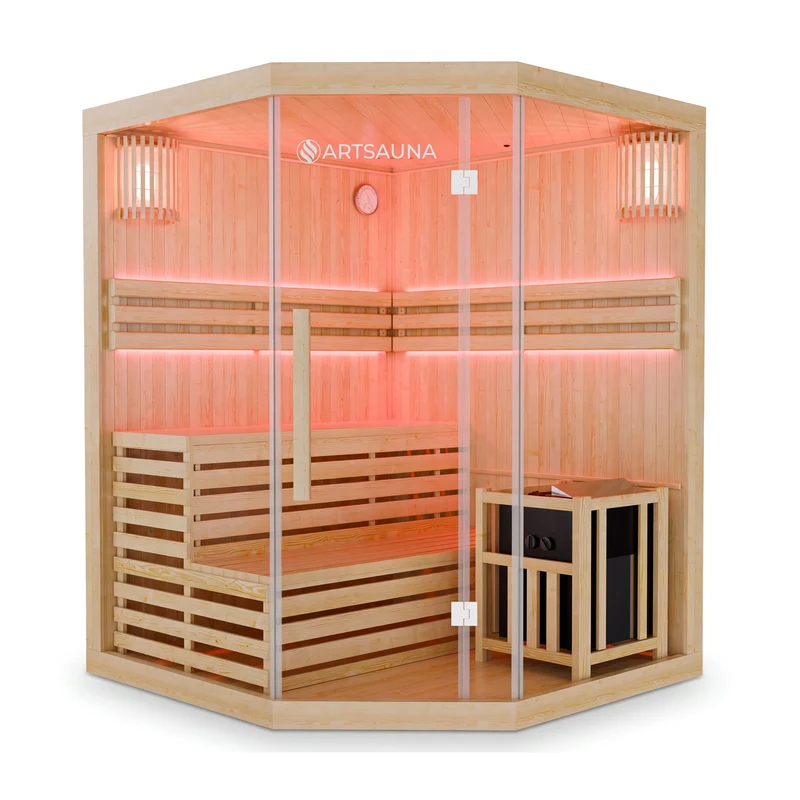 Sauna intérieur Espoo 150 Premium – 3 places, poêle Harvia 6 kW
