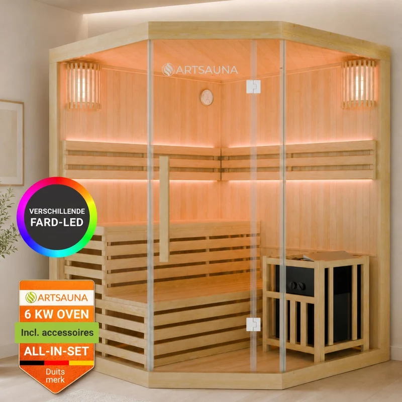 Sauna intérieur Espoo 150 Premium – 3 places, poêle Harvia 6 kW