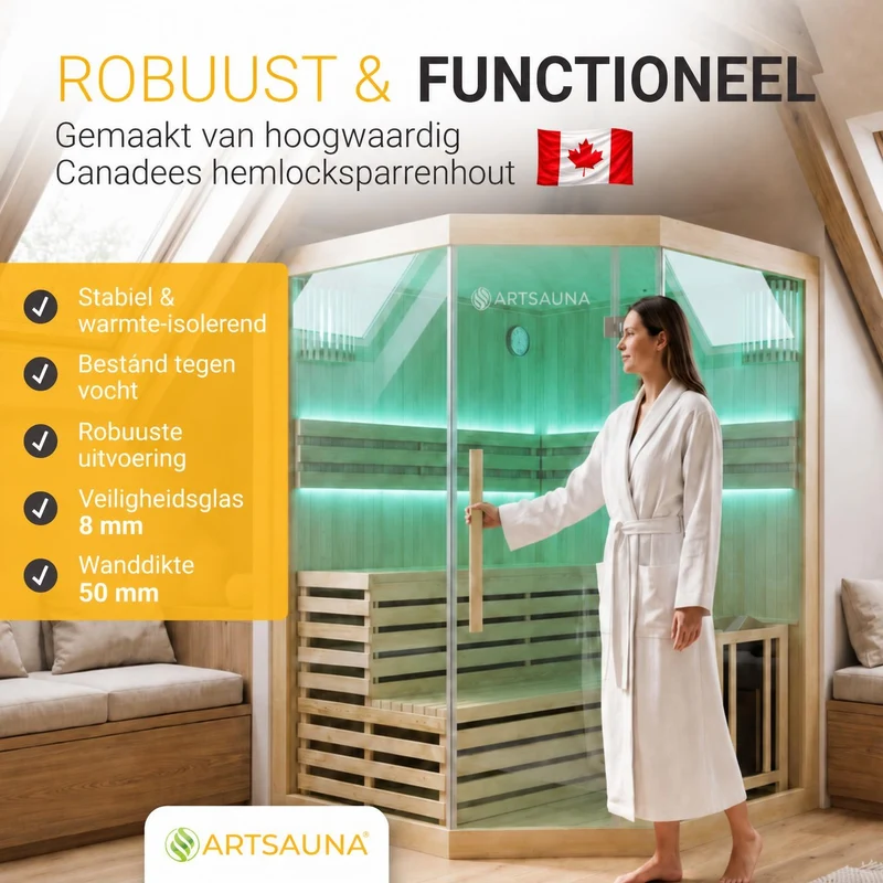 Sauna intérieur Espoo 150 Premium – 3 places, poêle Harvia 6 kW