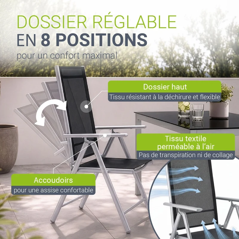 Salon de jardin Milano en aluminium – jusqu'à 8 places