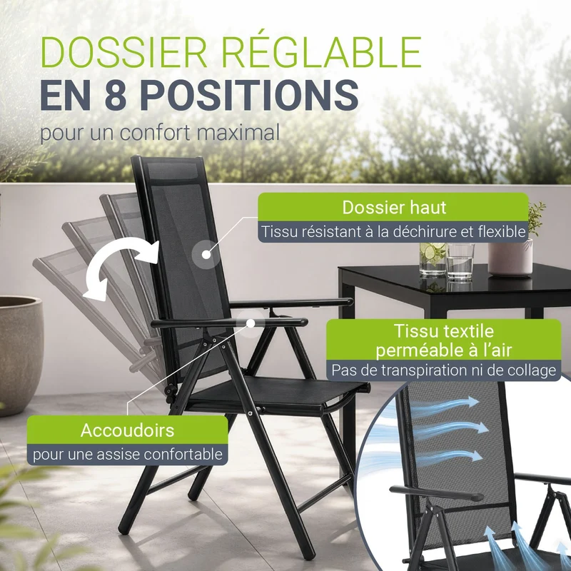 Salon de jardin Milano en aluminium – jusqu'à 8 places