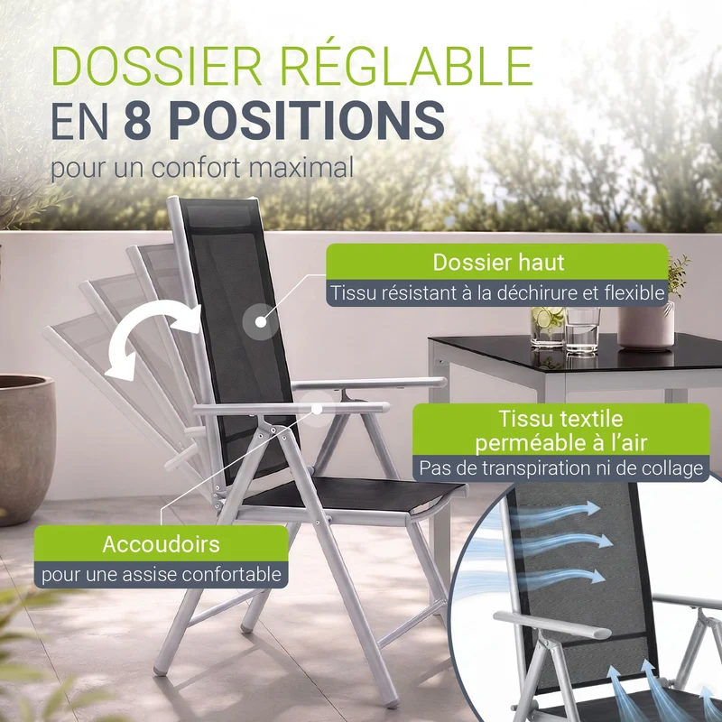 Salon de jardin Milano en aluminium – jusqu'à 8 places