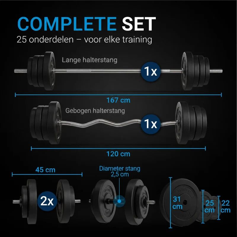 Ensemble d'haltères 3 en 1 60 kg