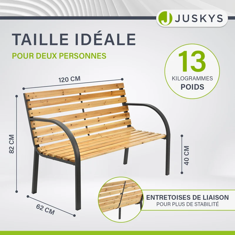 Banc de jardin Modena – bois de sapin et acier