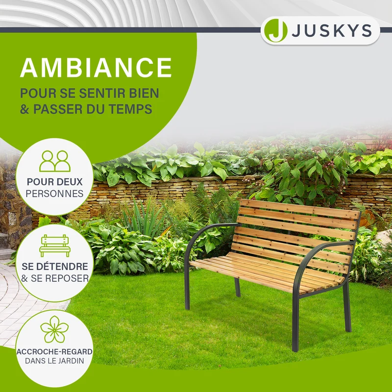 Banc de jardin Modena – bois de sapin et acier