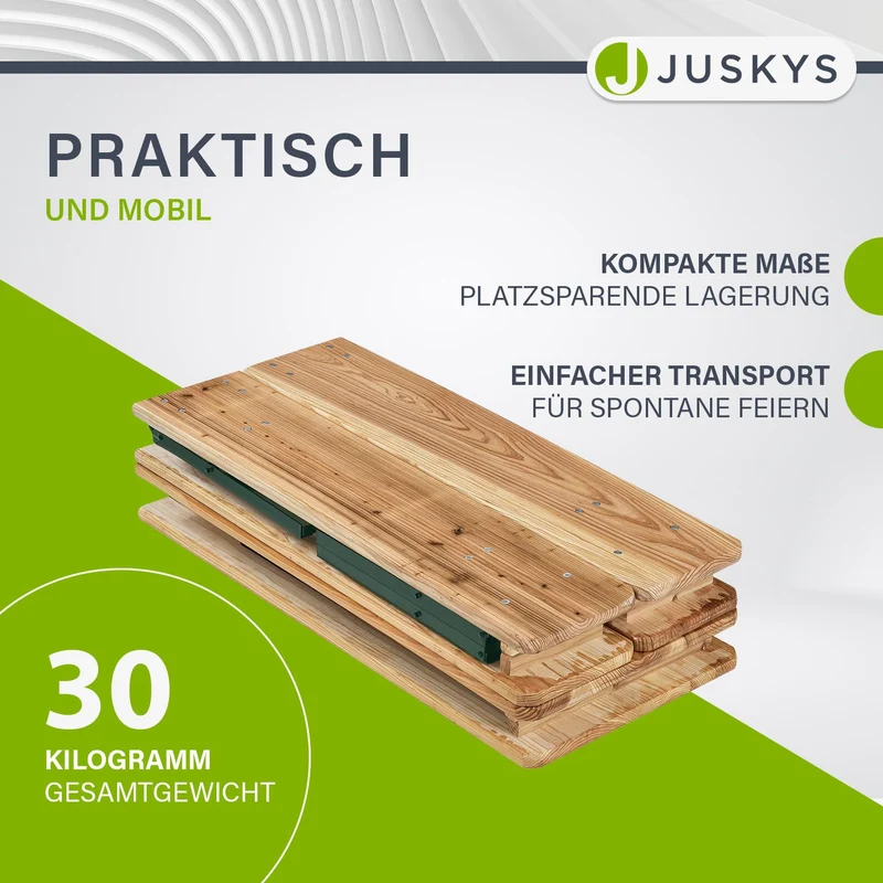 Ensemble table et bancs de brasserie Passau – 3 pièces pliables, bois de sapin laqué – 220 cm