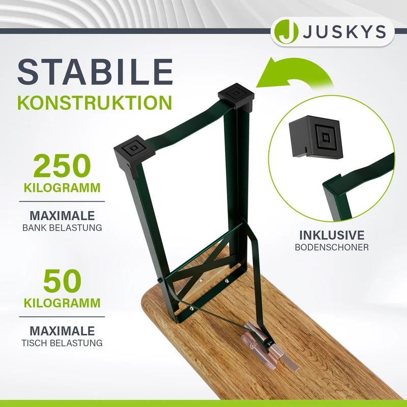 Ensemble table et bancs de brasserie Passau – 3 pièces pliables, bois de sapin laqué – 220 cm