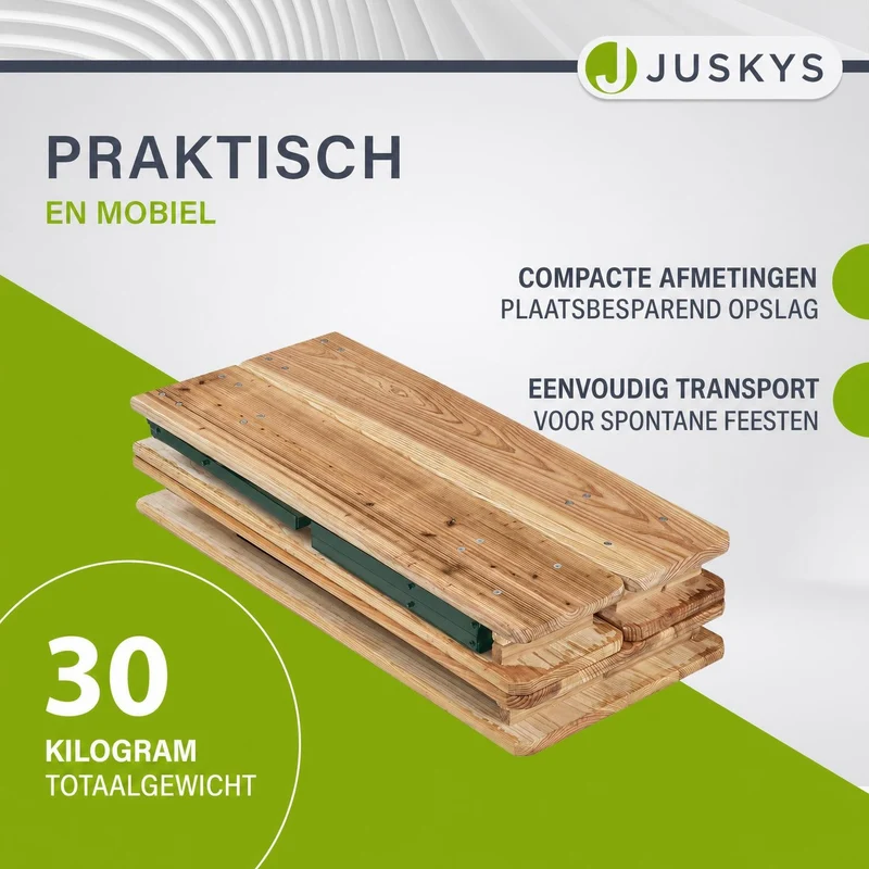 Ensemble table et bancs de brasserie Passau – 3 pièces pliables, bois de sapin laqué – 220 cm