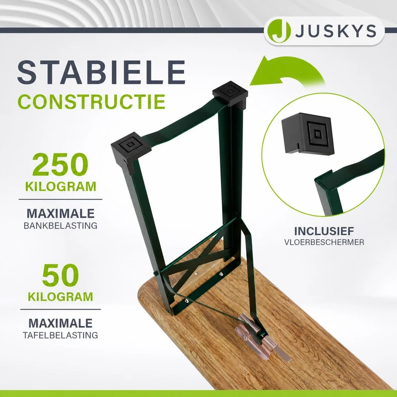 Ensemble table et bancs de brasserie Passau – 3 pièces pliables, bois de sapin laqué – 220 cm