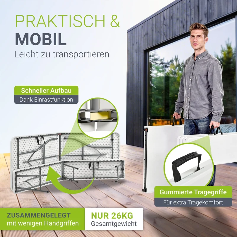 Ensemble table et bancs de brasserie Bayreuth – 180 cm
