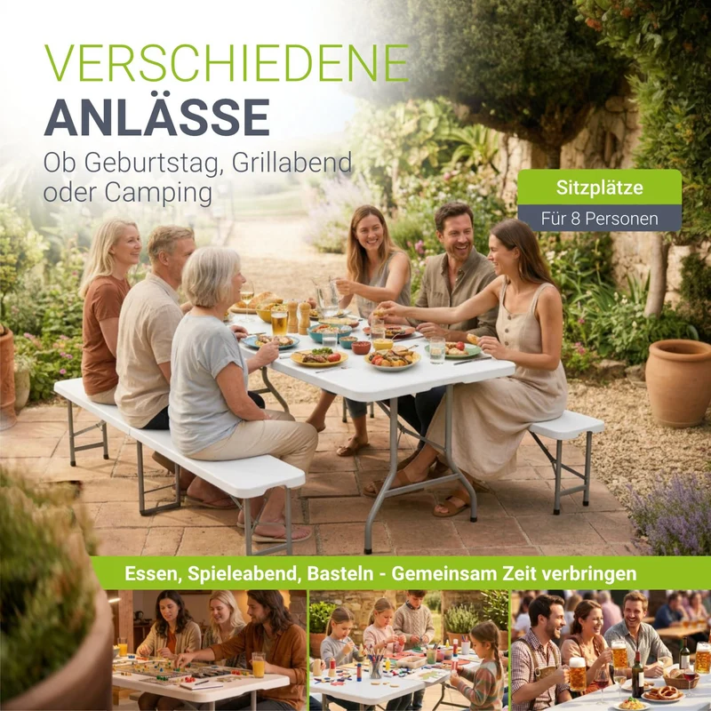 Ensemble table et bancs de brasserie Bayreuth – 180 cm
