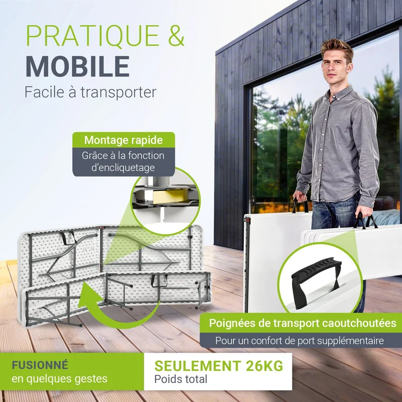 Ensemble table et bancs de brasserie Bayreuth – 180 cm