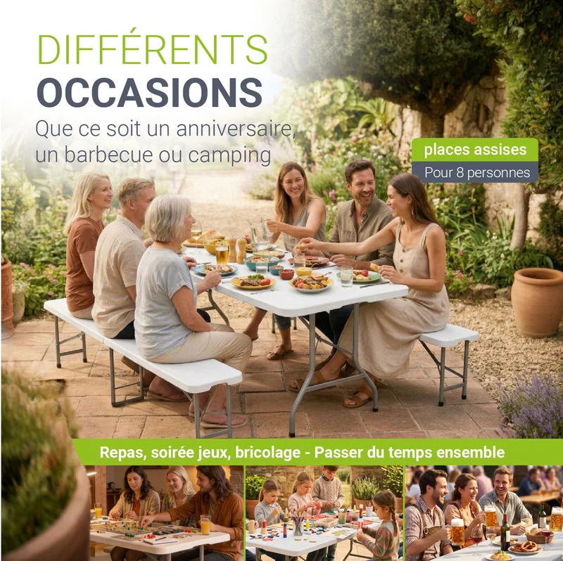 Ensemble table et bancs de brasserie Bayreuth – 180 cm