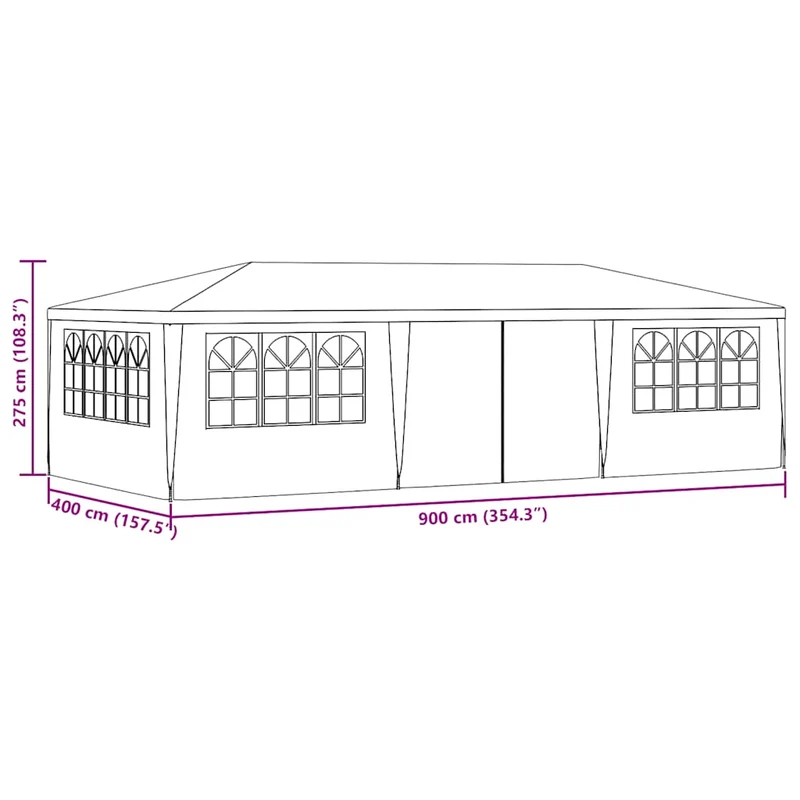 Partytent Met Zijwanden Professioneel 90 G/M² 4X9 M Groen