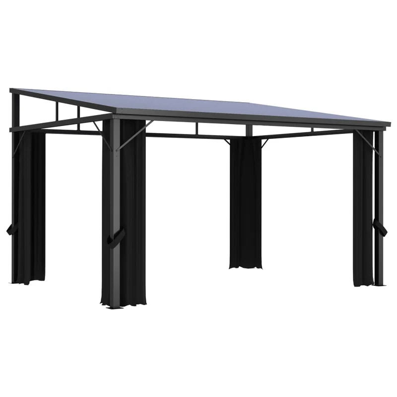 Prieel Met Gordijn 405X294X244 Cm Antraciet