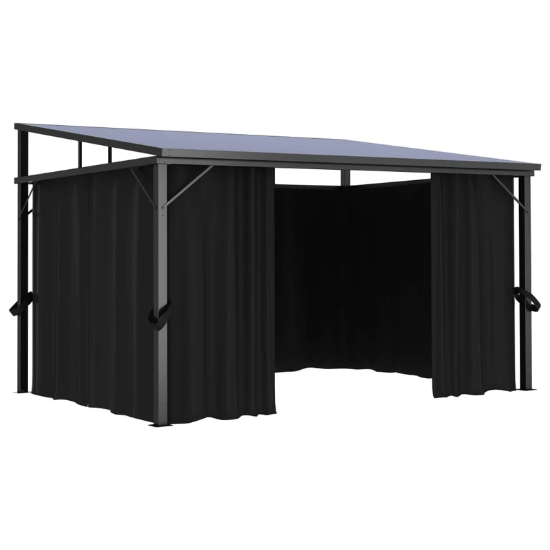 Prieel Met Gordijn 405X294X244 Cm Antraciet