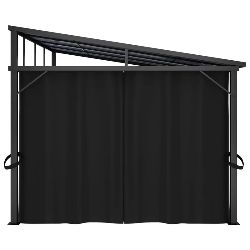 Prieel Met Gordijn 405X294X244 Cm Antraciet