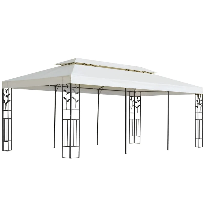 Prieel Met Dubbel Dak 6X3 M Wit