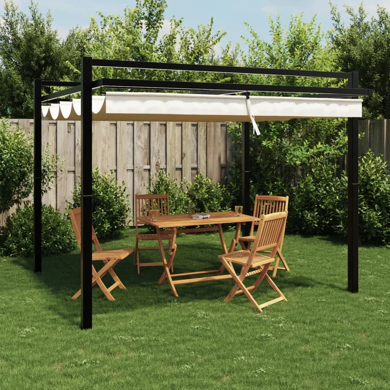 Prieel Met Uittrekbaar Dak 3X3 M Aluminium Kleurig