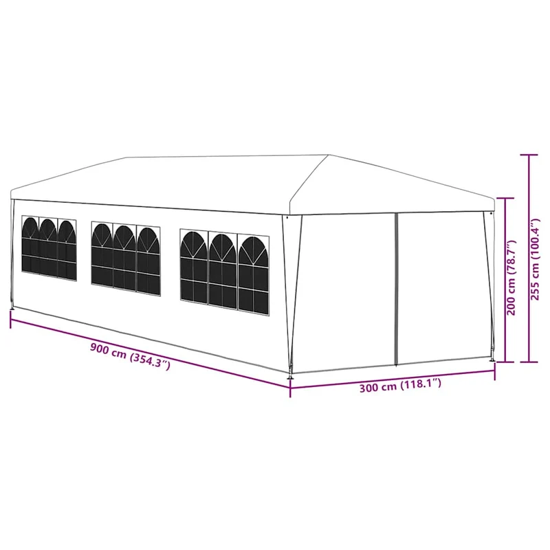 Partytent 3X9 M Blauw