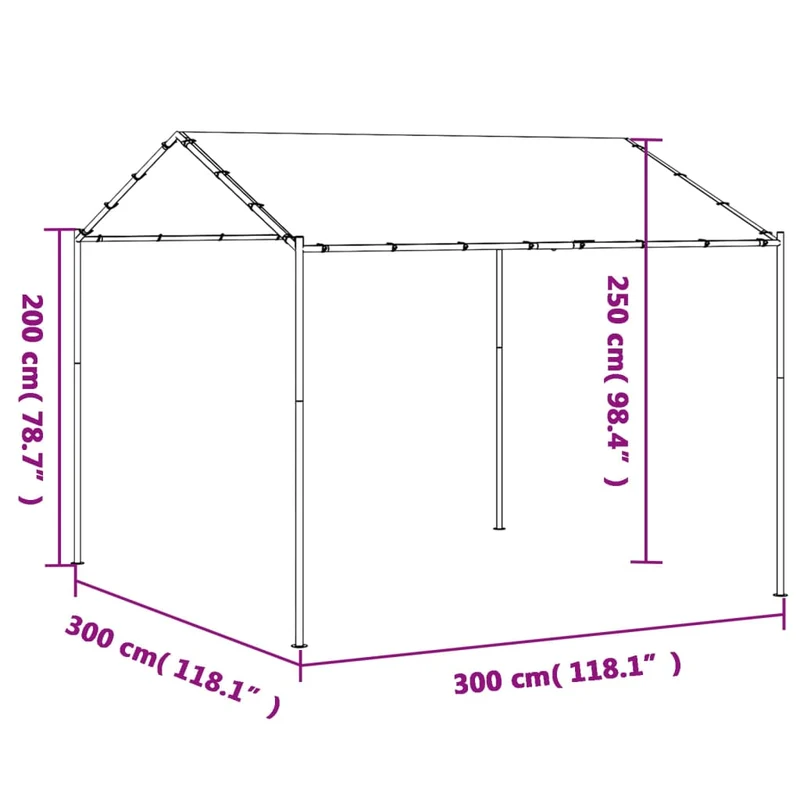 Tuinpaviljoen 3X3 M Staal En Stof Antracietkleurig