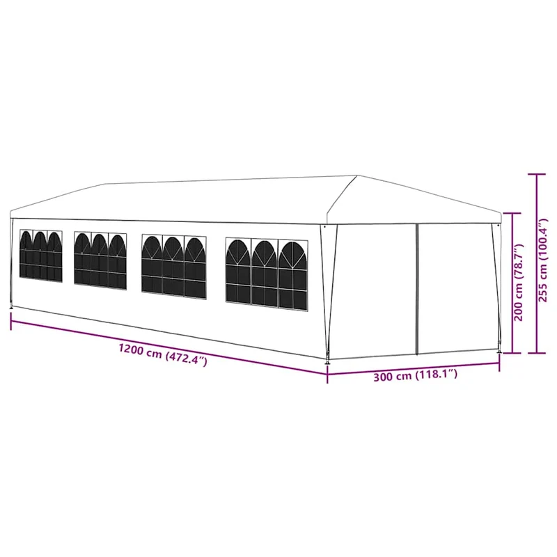 Partytent 3X12 M Blauw