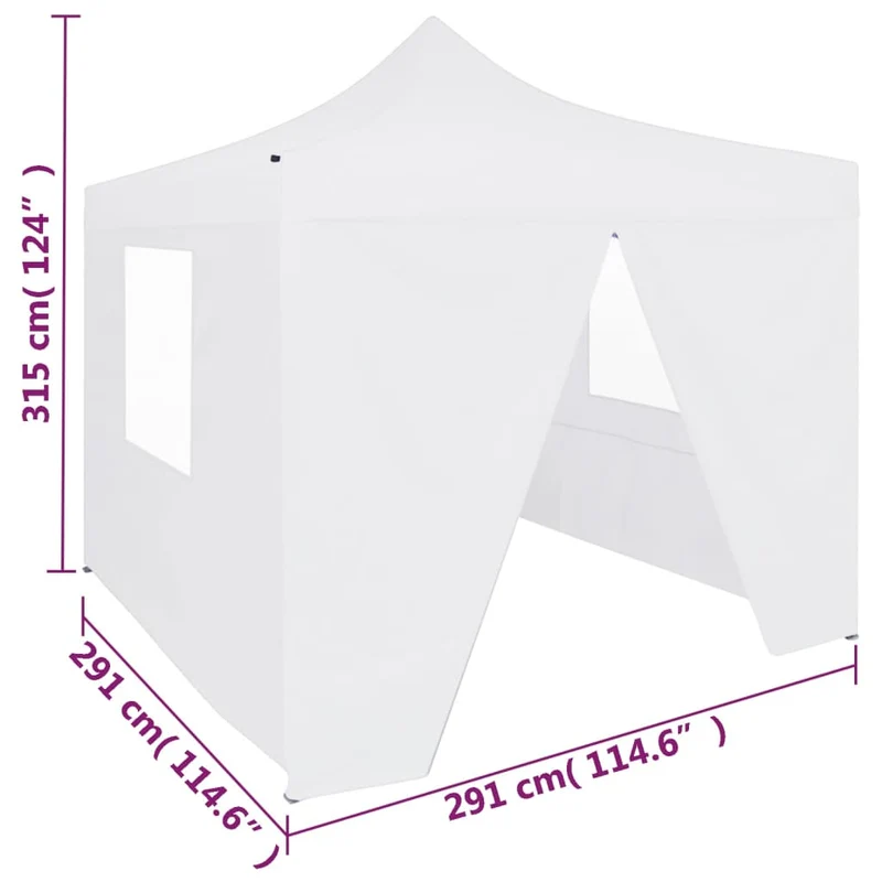 Partytent Met 4 Zijwanden Inklapbaar 3X3 M Staal Wit