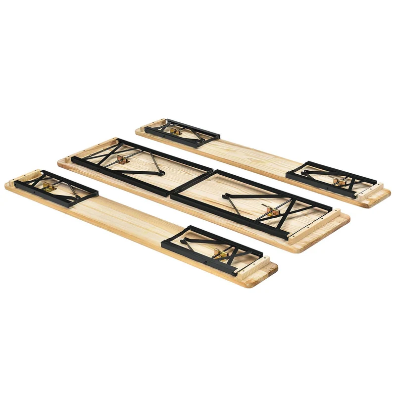 Ensemble table et bancs de brasserie Bichl – 3 pièces, bois de sapin laqué – 170 cm