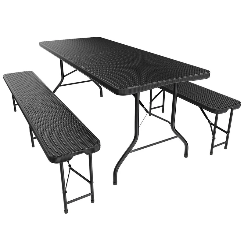 Ensemble table et bancs de brasserie Amberg – 180 x 74 x 74 cm