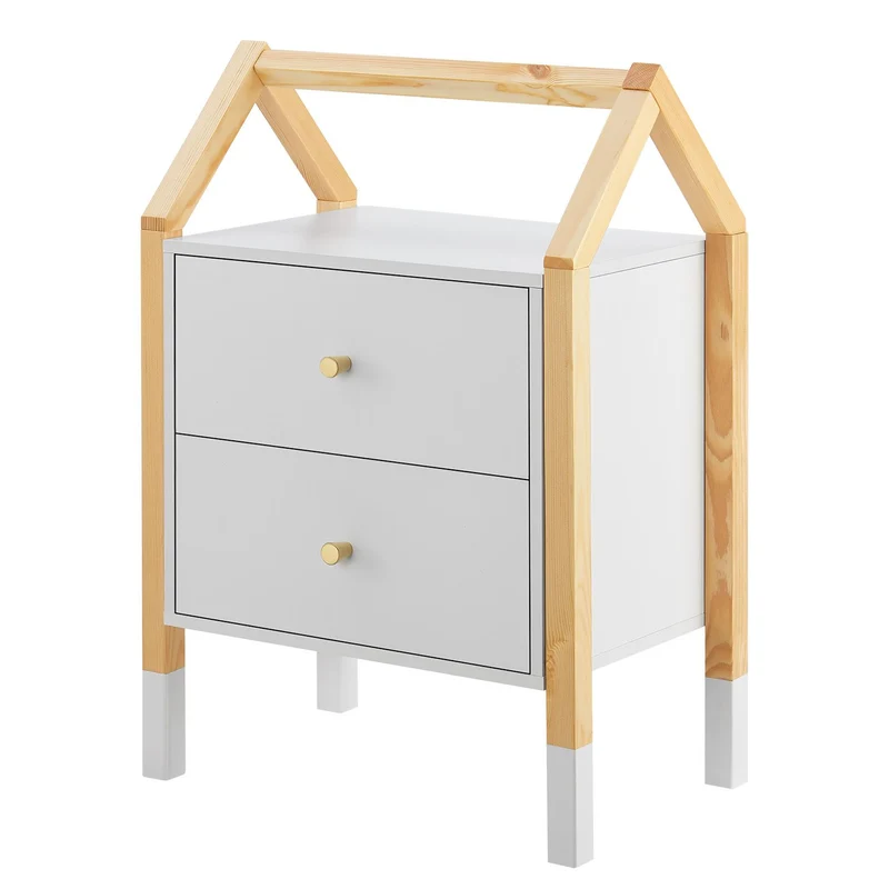 Table de chevet enfant Enny – 2 tiroirs, design maison