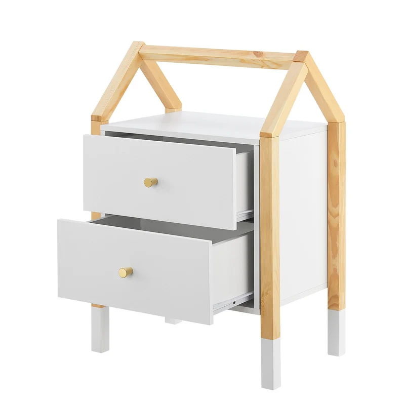 Table de chevet enfant Enny – 2 tiroirs, design maison